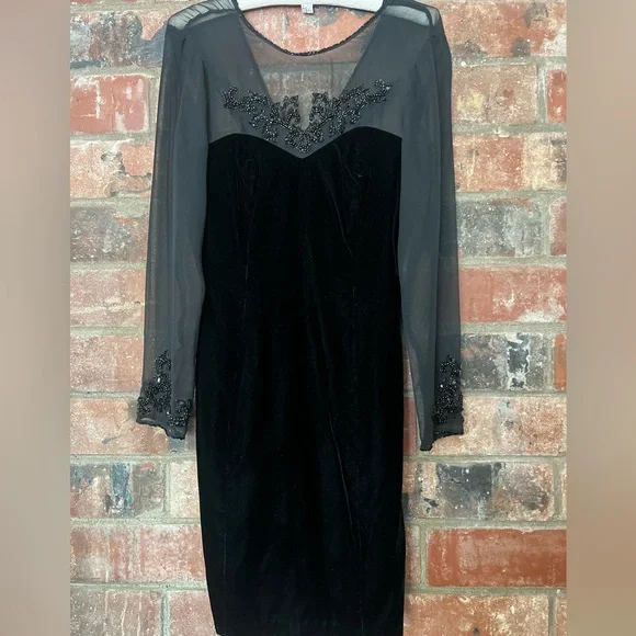 Dresses | 199s Velvet Dress With Sheer Longsleeves | Poshmark